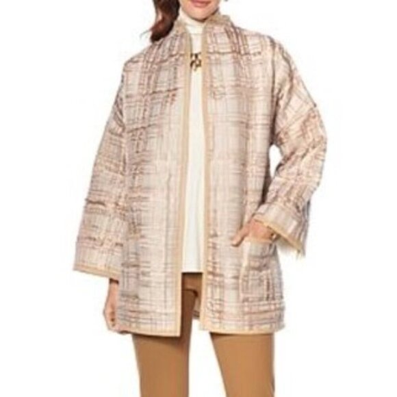 MarlaWynne Jackets & Blazers - Marla Wynne Beige Cream Plaid Wool Coat NWT